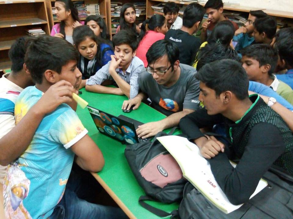 Sanyam teaching kids to code